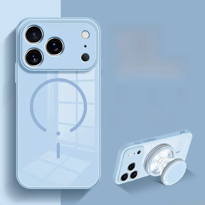 iPhone用ケース【全包・マグセーフ対応・シンプルカラー・スタンド付き】（セットアップ対応）