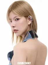 ノンホールピアス イヤリング バタフライ フリンジ ラインストーン マルチレイヤー クリア 「SUMIYAKI」
