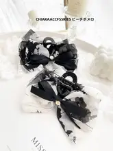 リボンデザインの大きなヘアクリップ【シフォン素材・ブラック・後頭部用】