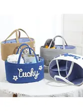 アルファベットデザインのコットンロープ編みマザー&ベビー用バスケット【取り外し可能な内袋・湿気分離・収納バスケット】