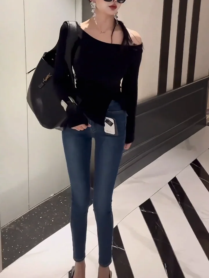 ヴィンテージブルージーンズ【女性用・ハイウエスト・スリムフィット・ペンシルパンツ】