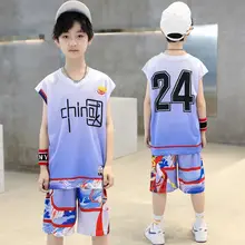 子供用バスケットボールユニフォームセット【夏用・速乾・薄手・レイカーズ・コービー24番】