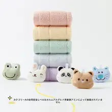 5枚セット タオル ハンドタオル 純綿製【カラフルキャラクター・フック付き】
