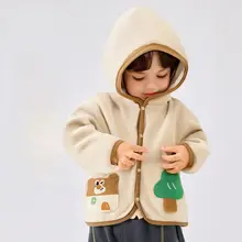 抗静電性フリース素材の子供用フード付きコート【秋冬・裏表使用可・男の子用】