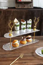 創造的なガラス製二段スイーツスタンド【ウェディング・バースデーパーティー・展示用】