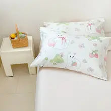 夏の爽やかさ！花柄猫デザインの全棉枕カバー【親肌感・おしゃれなインテリア】