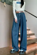 高腰デニムワイドパンツ【レトロスタイル・ゆったりシルエット・小柄向け】