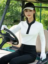 pgm ゴルフアパレル レディース 長袖ポロシャツ【夏用・レディースパンツ付き・オシャレ】（セットアップ対応）