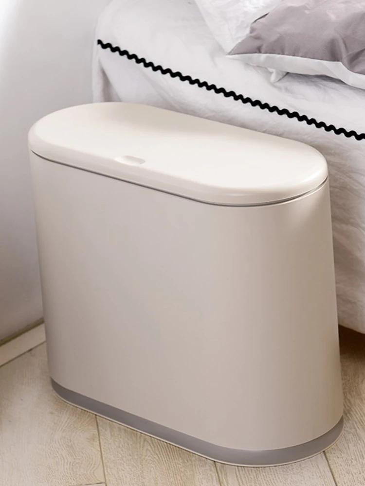 プッシュ式蓋付きゴミ箱：トイレや隙間収納に最適な小型密閉タイプ