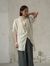 極上の柔らかさの天絲製手作りプリーツ短袖シャツ【流れるデザイン・フィット】