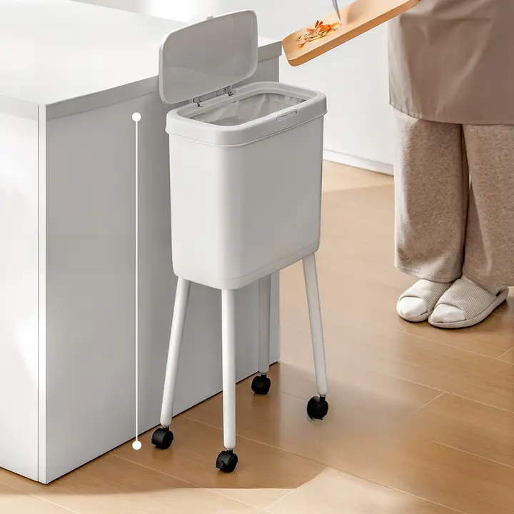 Lazy Corner デザイン性の高いキッチン用ゴミ箱【フタ付き・高脚・移動可能】
