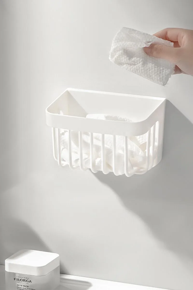 浴室用ホワイトメッシュ収納バスケット【壁掛けタイプ】