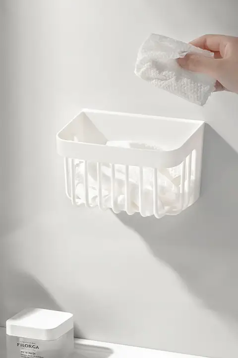 浴室用ホワイトメッシュ収納バスケット【壁掛けタイプ】