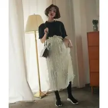 春用 レース飾りのゴムウエストスカート