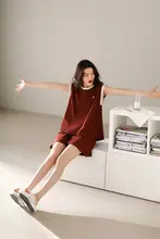 夏用コットン無袖タンクトップ＆ショートパンツ【インナー付き・防漏設計】（セットアップ対応）