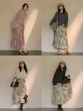 夢のような皺のあるスカート【アート感・不規則な褶皺・女性用・秋用】