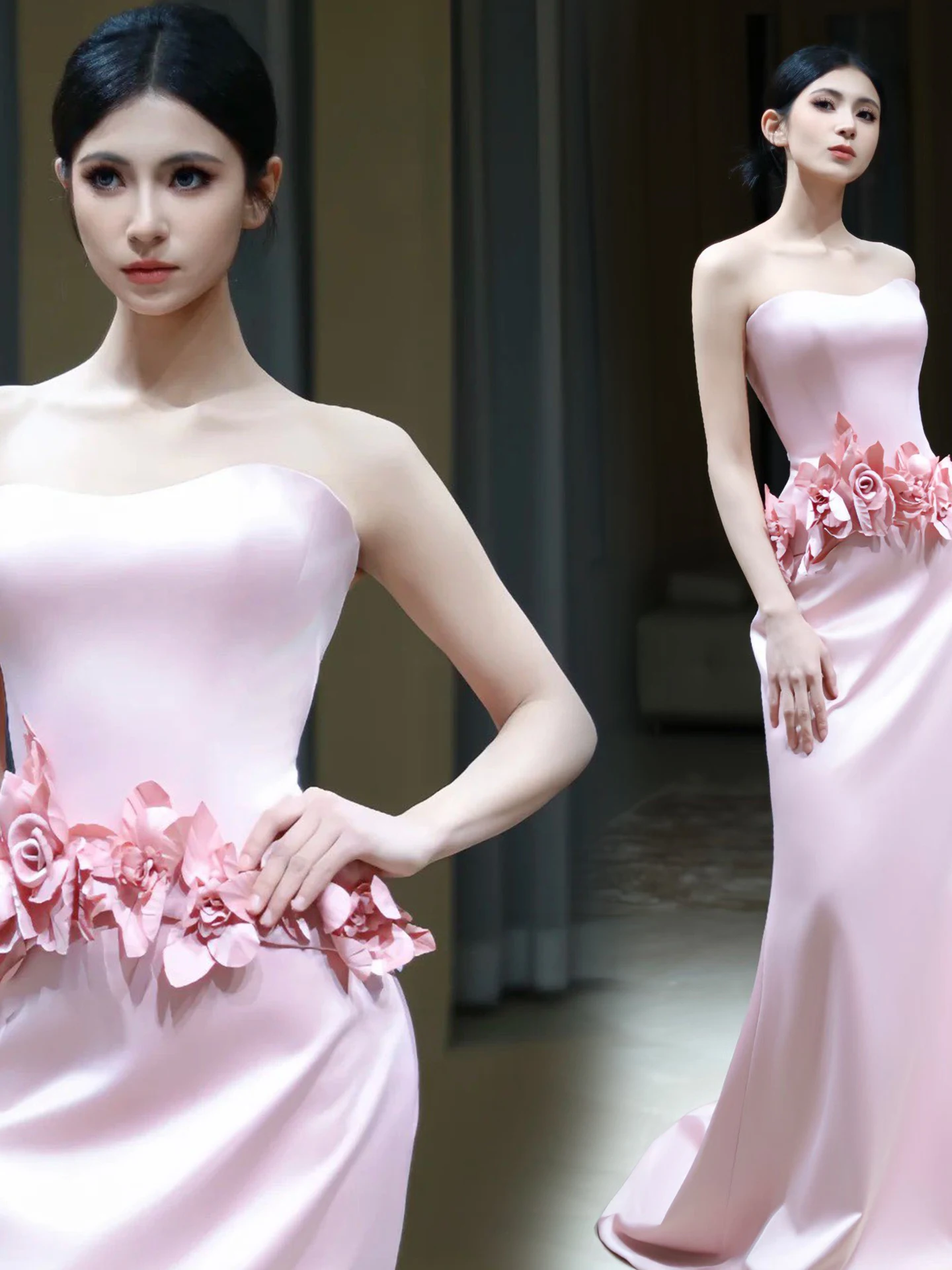 結婚式2回目女性のフォーマル服装としてのエレガントなピンク敬酒服