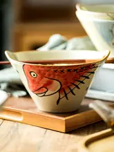 ボウル 家庭用 麺ボウル 陶器 日本風 ダブルハンドル