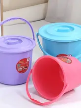 厚手プラスチック製小型バケツ【持ち手付き・フタ付き・多機能・キャンプや洗車に最適】