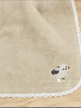 黒猫刺繍入り コットン製ハンドタオル【厚手・柔らかい・吸水性良好】