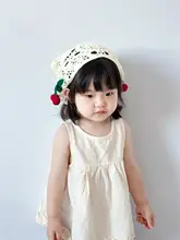 可愛い子供用チュニック型バンダナ【チェリー柄・フランス風・女の子用・ヘアアクセサリー・撮影小道具】