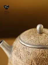 レトロな石模様の半月型茶壺【粗陶質感・禅意】