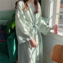 可愛いチェック柄のフレンチスタイルローブ【中長丈・春秋用・和風】（セットアップ対応）