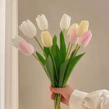 高級感ある触感のフラワーアレンジメント用チューリップ造花【インテリア飾り・ドライフラワー・撮影用】