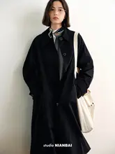 ロングトレンチコート【クラシックデザイン・小さめの折り返しカラー・シルエットを引き締める】