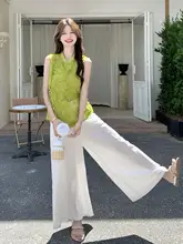 新中式 不規則デザイン ノースリーブトップス【上品な印象・ワイドパンツ・夏用】（セットアップ対応）