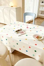 防水防油ダイニングテーブルクロス【ドット柄・インテリア・クリーム風】