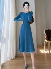 秋冬用 コートイン ニットワンピース【ラウンドネック・膝丈・ウエストシェイプ】