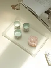 新中式デザインのティートレイ【アクリル製・香炉とジュエリー収納付き】