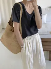 天然ラフィア製 ショルダー草編みバッグ【手編み・大容量・トートバッグ】