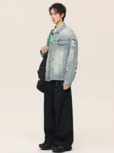 水洗い加工でヴィンテージ感漂う大破壊デニムジャケット【ゆったりシルエット・ストリートファッション】