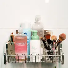 ステンレス製 中型 調味料ラック【穴あけ不要・キッチン・バスルーム用・大容量】