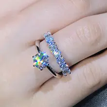 モザン石ダイヤモンドリング【ホワイトゴールド925・個性的デザイン・カップル用】（セットアップ対応）