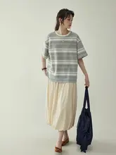 薄荷スタイルのハイウエストチュニックフレアスカート【女性用・夏向け・ウエストゴム】