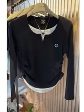 グレー Vネック長袖Tシャツ【ウエストシェイプ・インナートップス・春秋用】（セットアップ対応）