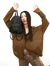 BINGBONG ミニレトロデザイン 黒色リュックサック【軽量・小型・通勤用】