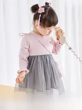 ワンピース キッズ ガールズ チュール ふんわり チャイナテイスト レッド プリンセスドレス