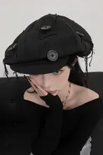 ユニセックス ビンテージ風 大きな雲の形のベレー帽【ボタン付き・ダークテイスト】
