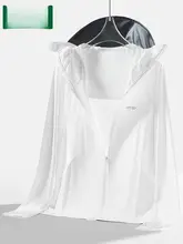 白色の氷絲製夏用女性用UVカットカーディガン【薄手・防紫外線】