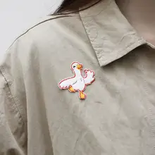 かわいいカモの刺繍アイロンパッチ【DIY装飾用・バック・スマホケース・自粘付】