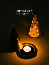 手作り陶器製 クリスマスツリーキャンドルホルダー【インテリア用・クリエイティブデザイン】