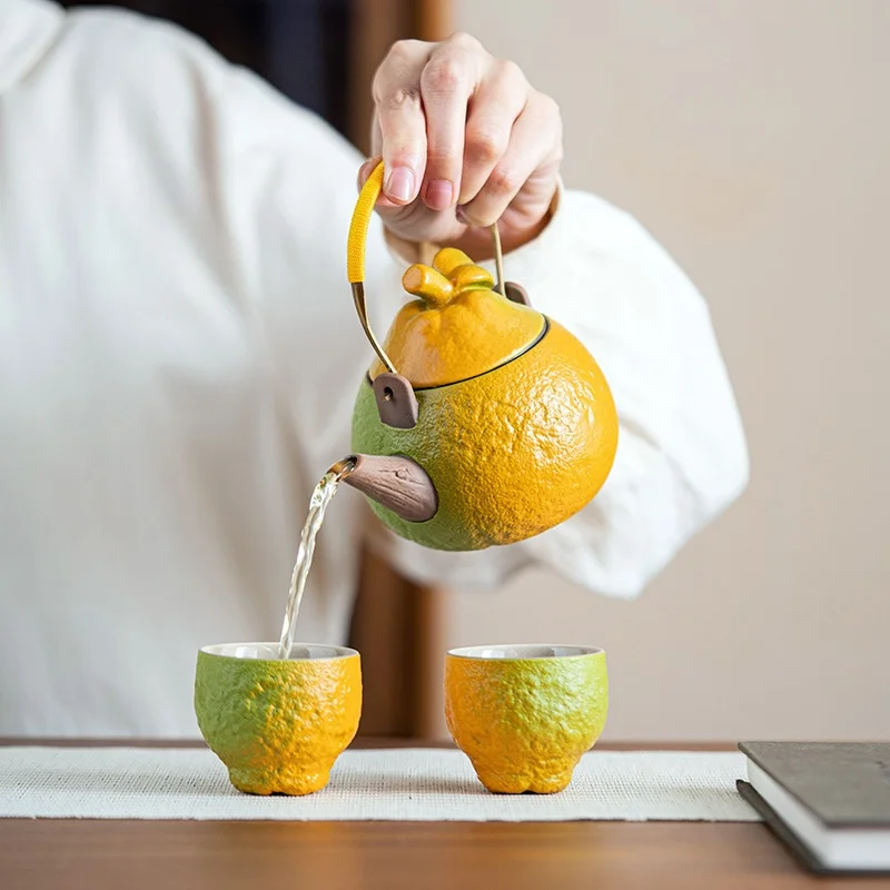 大吉大利 柑橘デザイン 陶製ティーカップ：おしゃれな家庭用茶碗の実用性とデザイン特性