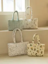 大容量のフラワープリント肩掛けバッグ【カジュアル・通勤用】（セットアップ対応）