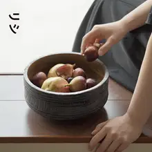 インド製ウッドフルーツボウル【ヴィンテージ・和風デザイン・自然な風合い】