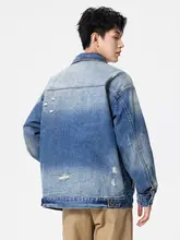 ラフなデザインのデニムジャケット【コットン・ウォッシュ加工・ルーズフィット】