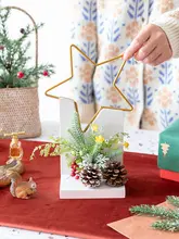クリスマスツリー インテリア雑貨 アーティフィシャルフラワー スター 松ぼっくり LED ライトアップ 上品 玄関 お正月 迎春 ギフト